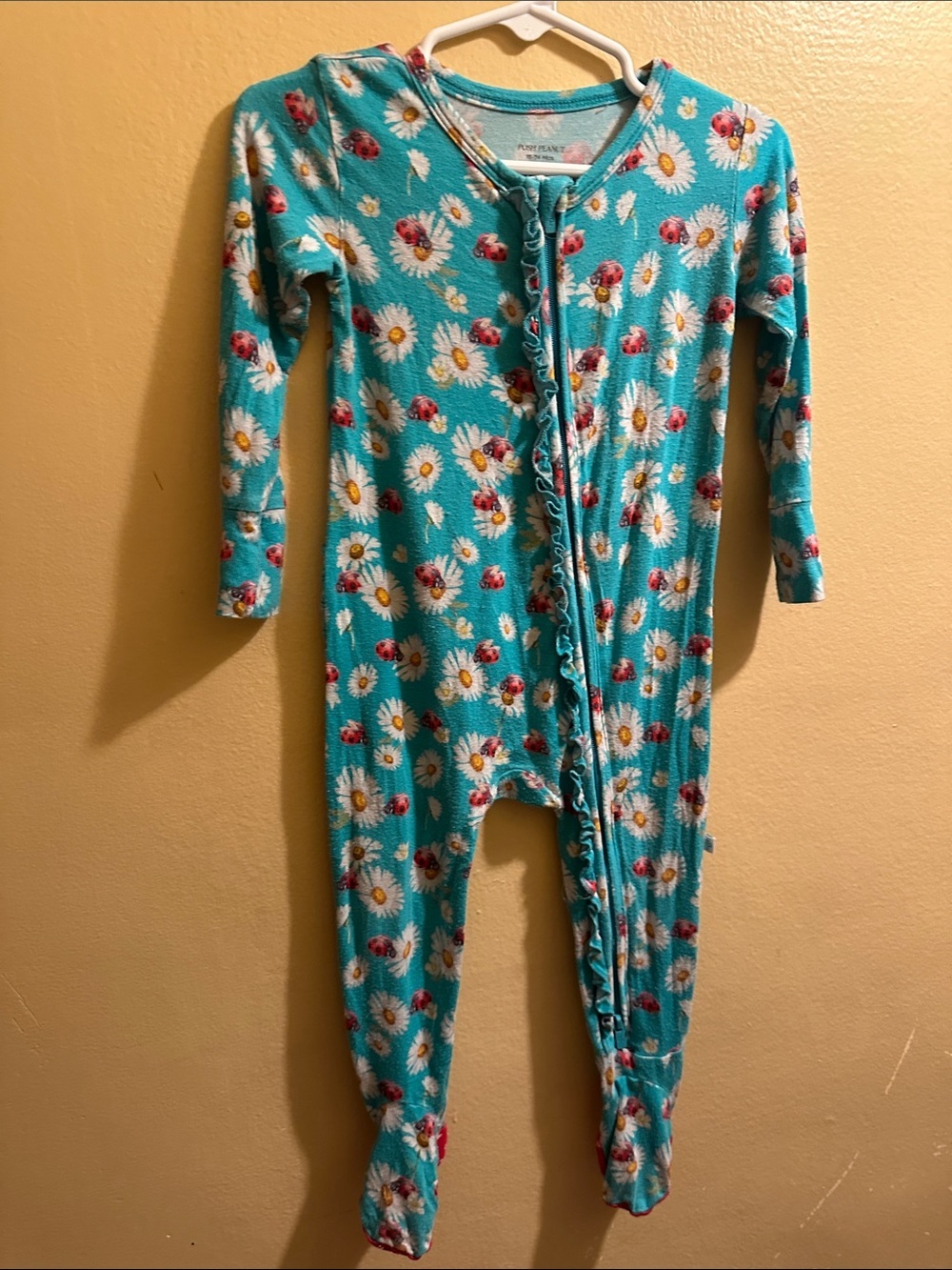 Posh Peanut Teal Floral Zip-Front Footie